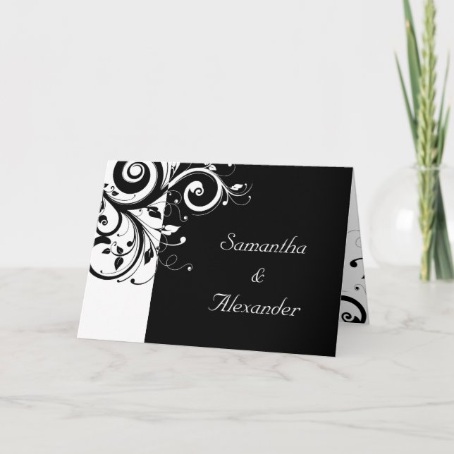 Faire-part de mariage photo inverse noir+blanc (Devant)