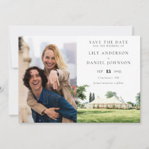Faire-part de mariage photo jardin tipi aquarelle