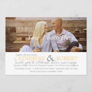 Faire-part de mariage photo jaune et gris