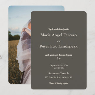 Faire-part de mariage photo marron Luxe Neutre Esp