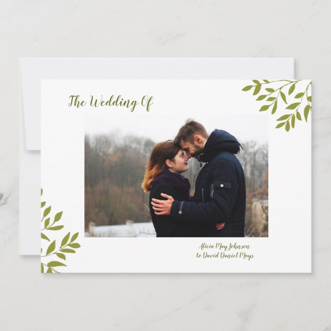 Faire-part de mariage photo minimale (Devant)