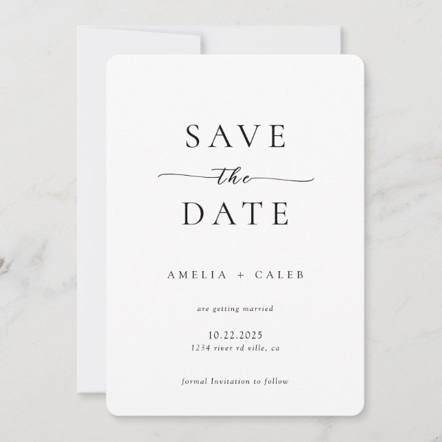 Faire-Part de Mariage Photo Minimaliste Moderne (Devant)