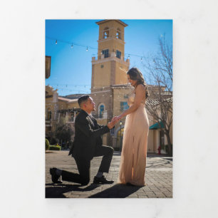 Faire-part de mariage photo moderne rose triple