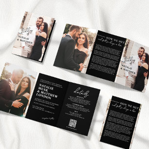 Faire-part de mariage photo moderne triple