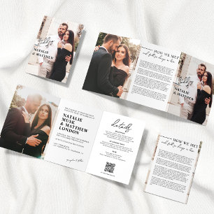 Faire-part de mariage photo moderne triple