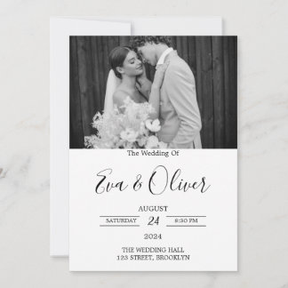 Faire-part de mariage photo noir et blanc simple