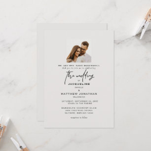 Faire-part de mariage photo nuptiale moderne
