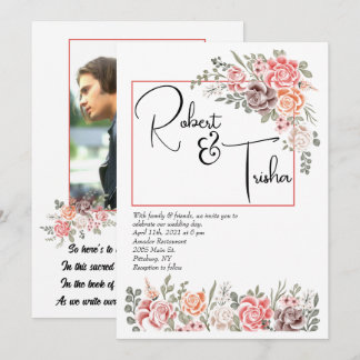 Faire-part de mariage photo Peaches & Crème couple