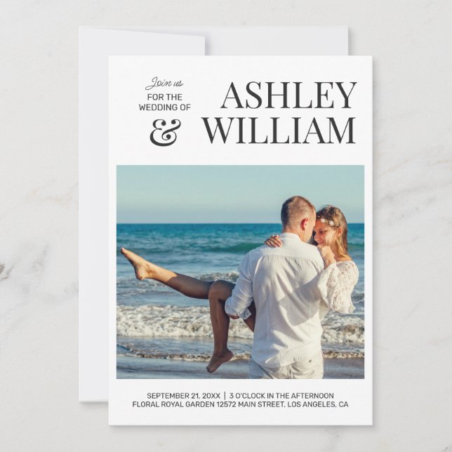 Faire-part de mariage photo personnalisable (Devant)