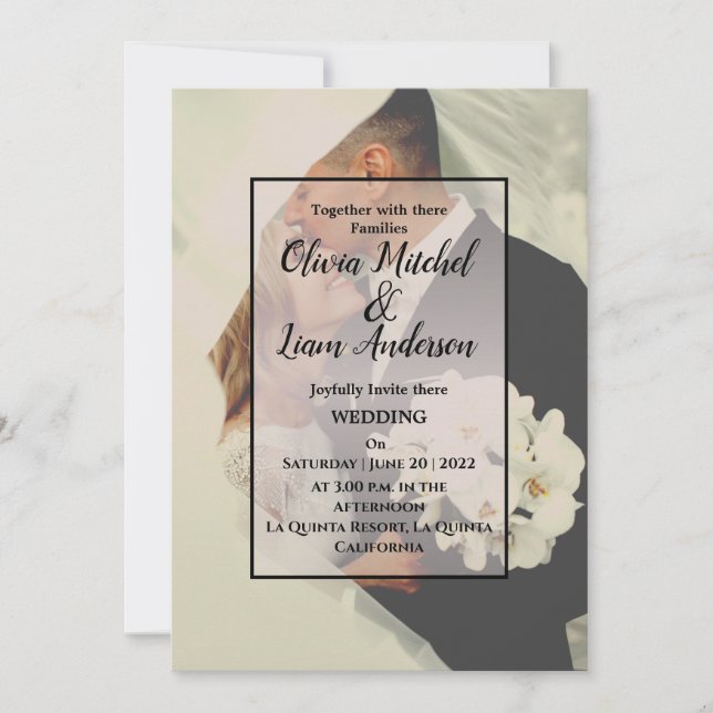 Faire-part de mariage photo personnalisé rustique (Devant)