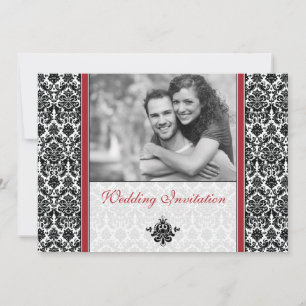 Faire-part de mariage photo Red Damask