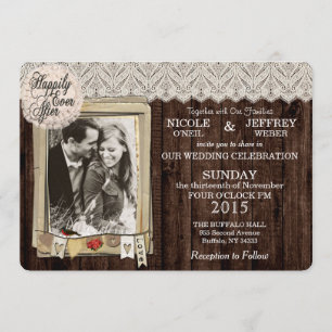 Faire-part de mariage photo rustique