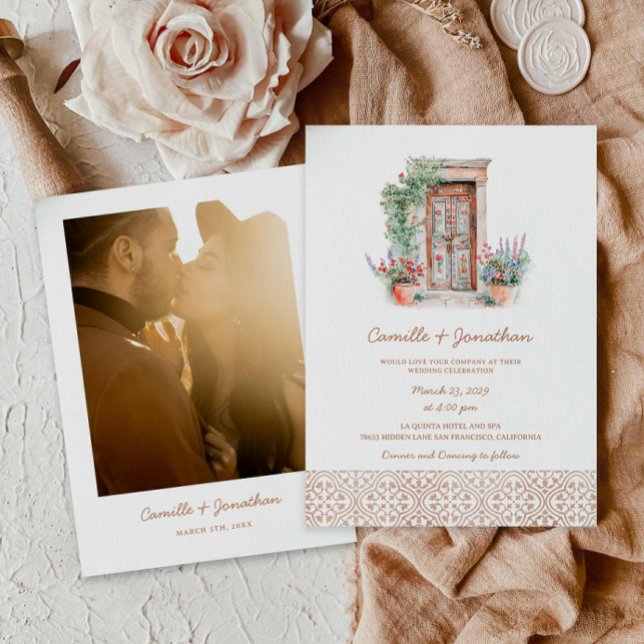 Faire-part de mariage photo rustique de destinatio (Destination Rustic Photo Wedding Invitation)