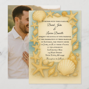 Faire-part de mariage photo Seaside Shells