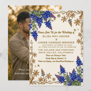 Faire-part de mariage photo Texas Bluebonnet