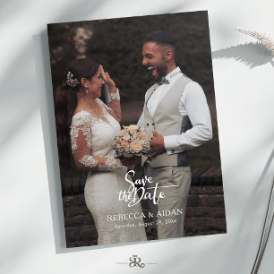 Faire-part de mariage photo tout-en-un écriture mo