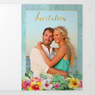 Faire-part de mariage photo tropicale