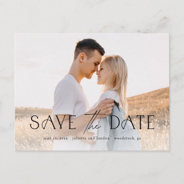 Faire-part de mariage photo typographie élégante (Devant)