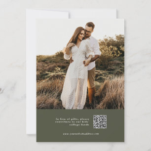 Faire-part de mariage photo vert d'olive moderne