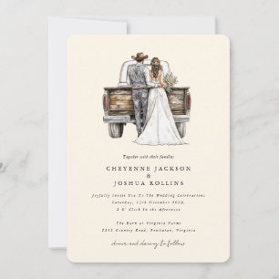 Faire-part de mariage photo western rustique moder