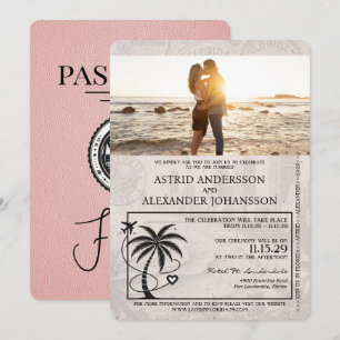 Faire-part de mariage Pink Florida Passport