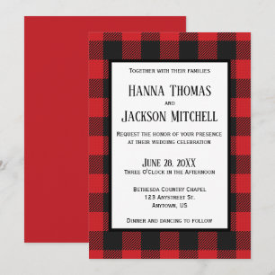 Faire-part de mariage Plaid Red Black Buffalo