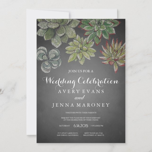 Faire-part de mariage Plante de l'art de Chalk (Devant)