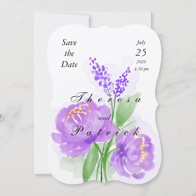 Faire-part de mariage plat Lavande (Devant)