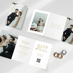 Faire-part de mariage plié en trois avec blason vi