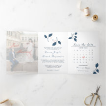 Faire-part de mariage pliée à trois lettres