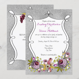 Faire-part de mariage   Plum, FAUX Argent Foil Flo