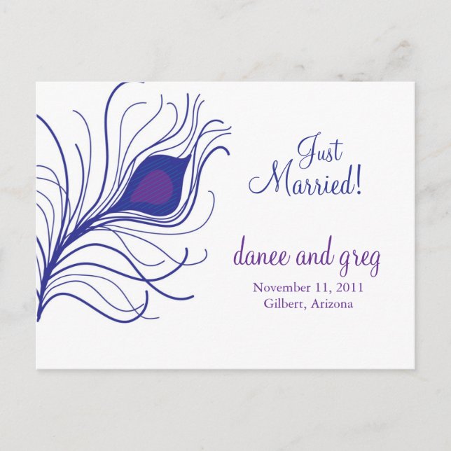 Faire-part de mariage plume de paon (Devant)