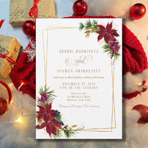 Faire-part de mariage Poinsettia de Noël moderne