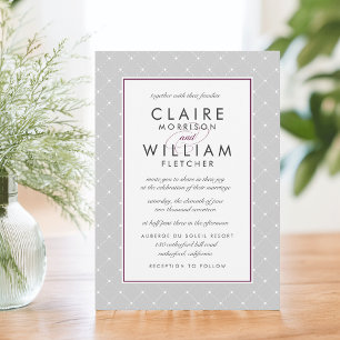 Faire-part de mariage point diamant Plum et gris