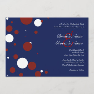 Faire-part de mariage Polka rouge, blanc et bleu