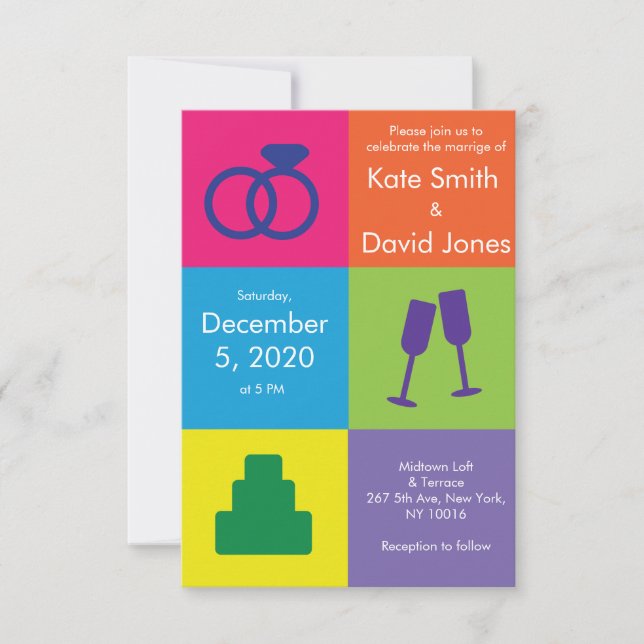 Faire-part de mariage Pop Art (Devant)