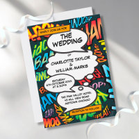 Faire-part de mariage Pop Art de bande dessinée