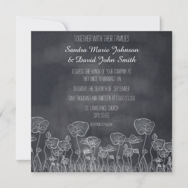 Faire-part de mariage Populaire Chalkboard (Devant)