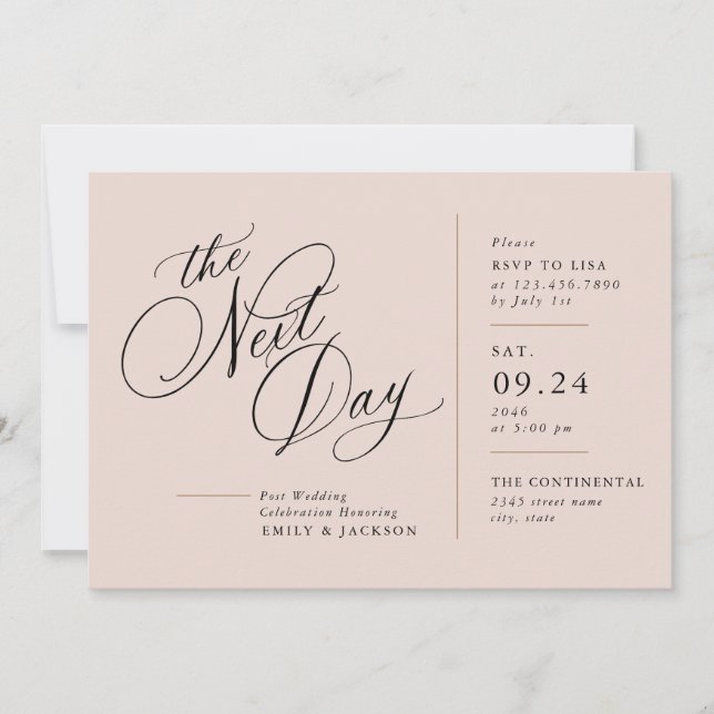 Faire-part de mariage Post bloc ligne de script mo (Devant)