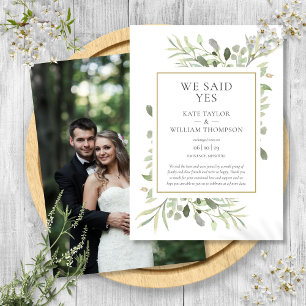 Faire-part de mariage pour fiançailles We Said Yes