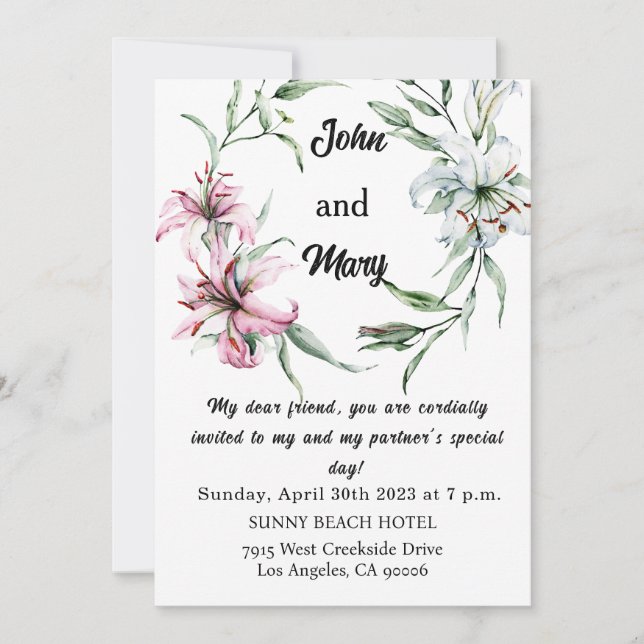 Faire-part de mariage pour Friend, Floral Mariage  (Devant)