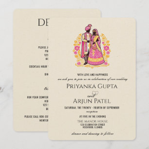 Faire-part de mariage pour un couple indien coloré