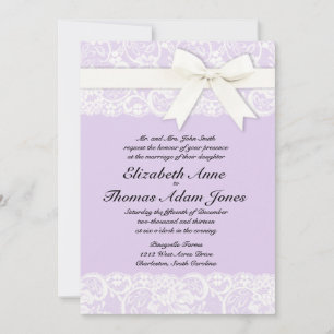 Faire-part de mariage pourpre de dentelle blanche