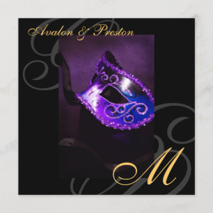 Faire-part de mariage pourpre de remous de masque
