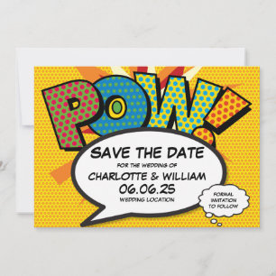 Faire-Part de Mariage Pow de Bande Dessinée Fun Mo