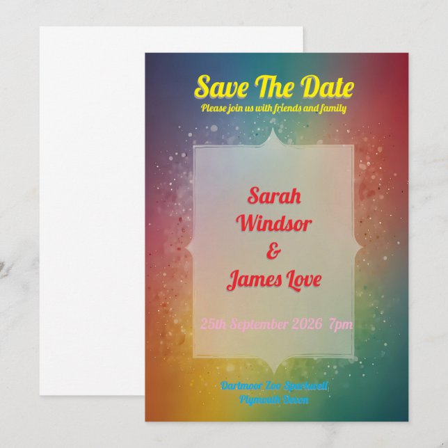 Faire-part de mariage Rainbow (Devant / Derrière)