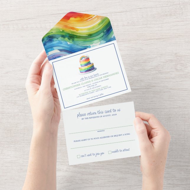 Faire-part de mariage Rainbow Cake (Déchirure)