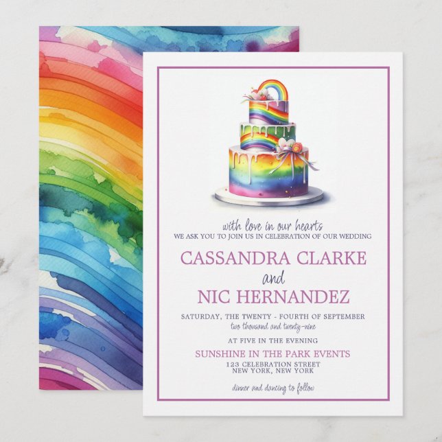 Faire-part de mariage Rainbow Cake (Devant / Derrière)