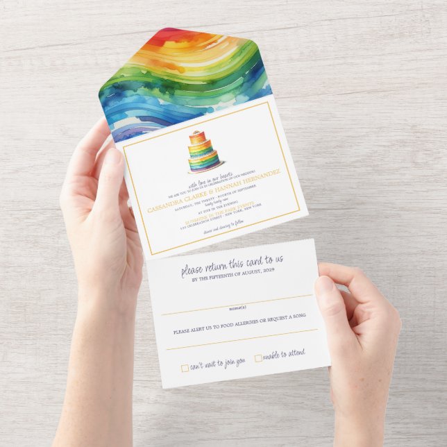 Faire-part de mariage Rainbow Cake (Déchirure)