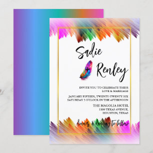 Faire-part de mariage Rainbow Feather